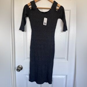 Forever 21 Charcoal Ribbed Cold Shoulder Dress